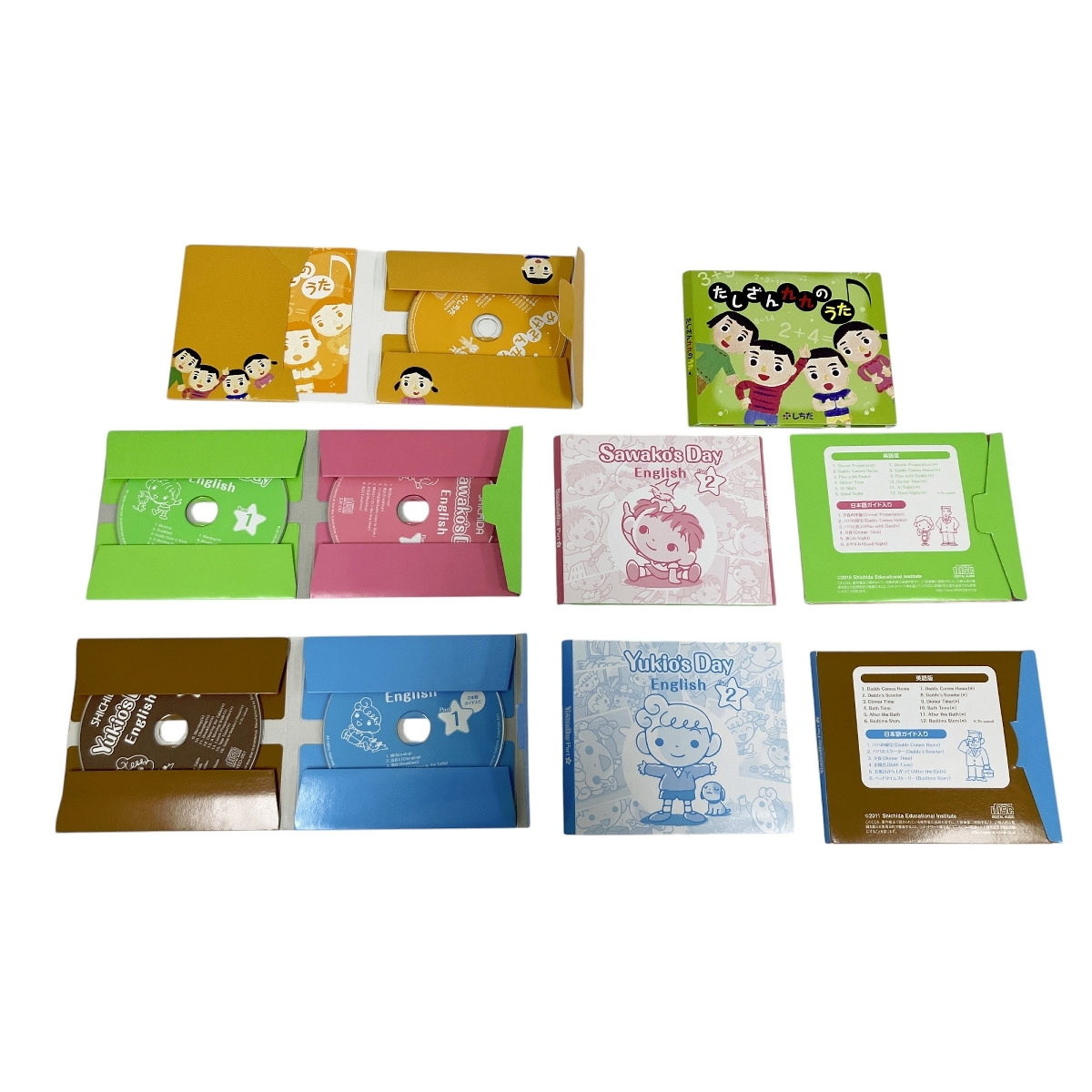 七田式 さわこの一日英語版 中国語版 ゆきおの一日 CD 教材 幼児 中古