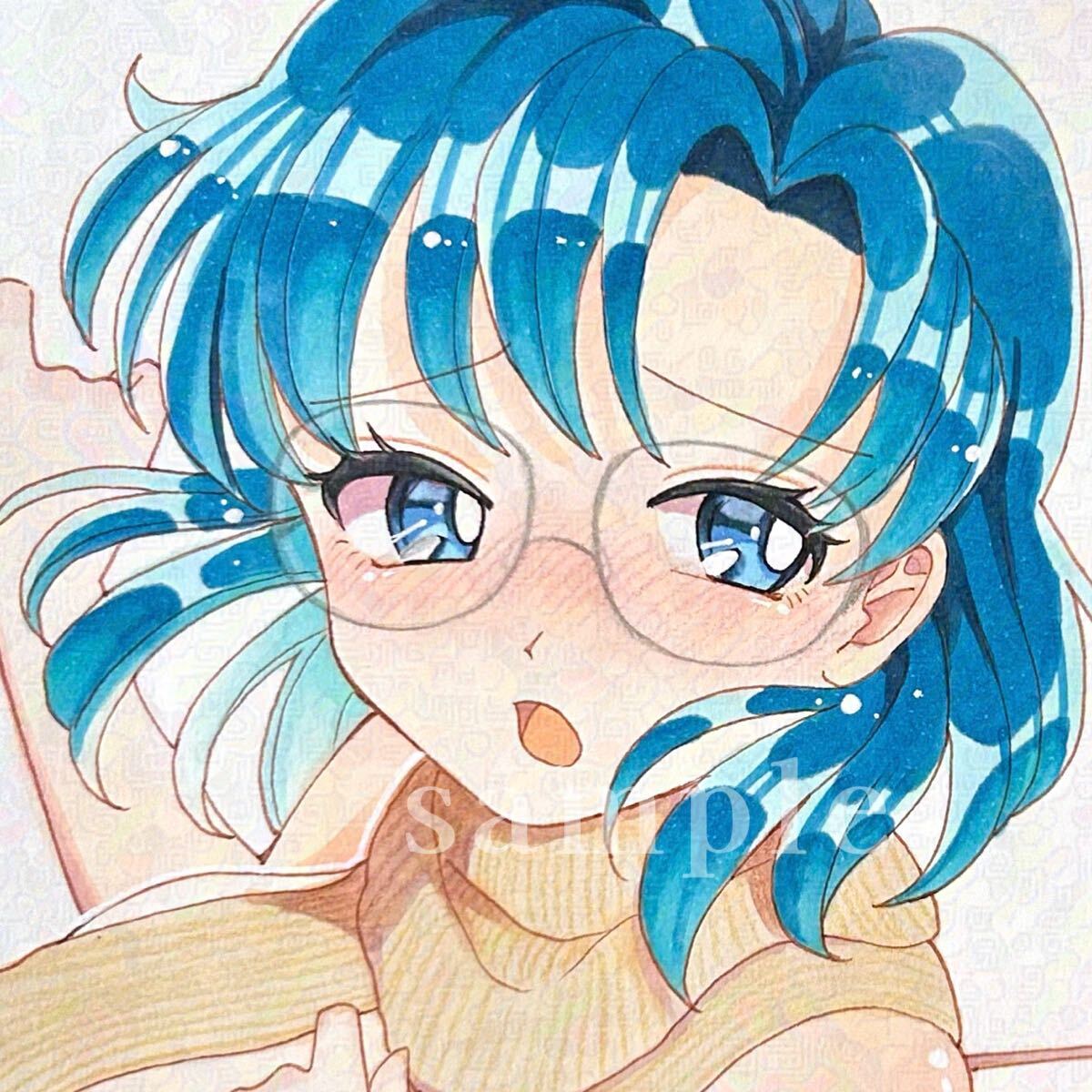 あ*き様 手描き記念イラスト No.2000 同人手描きイラスト セーラームーン 水野亜美 セーラーマーキュリー A5