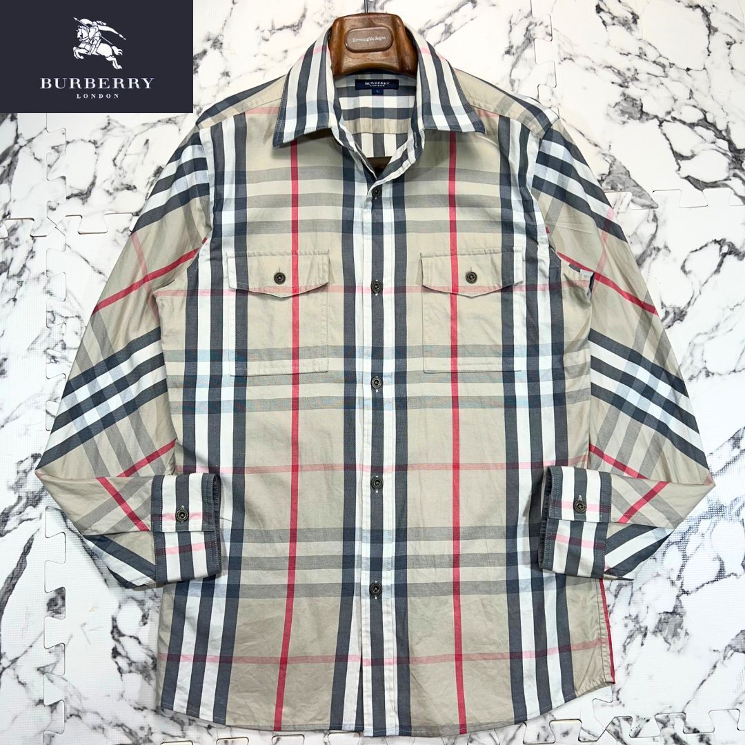 極美品 BURBERRYノバチェックシャツ 極美品⁄メガチェック柄(L) ○