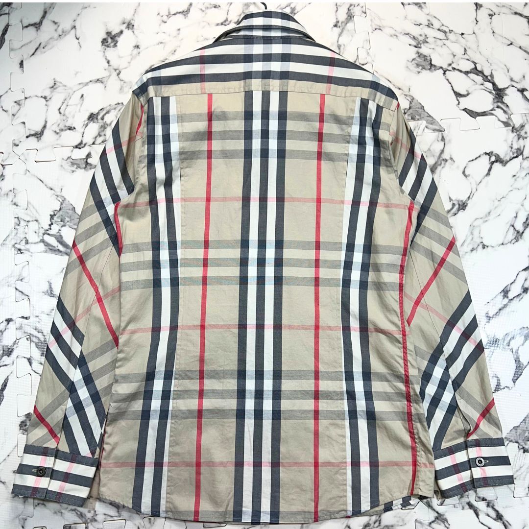 BURBERRY LONDON メガチェック シャツ 48 ベージュ 綿100% 極美品/メガチェック柄(L) ○BURBERRY LONDON シャツ 長袖 メタル