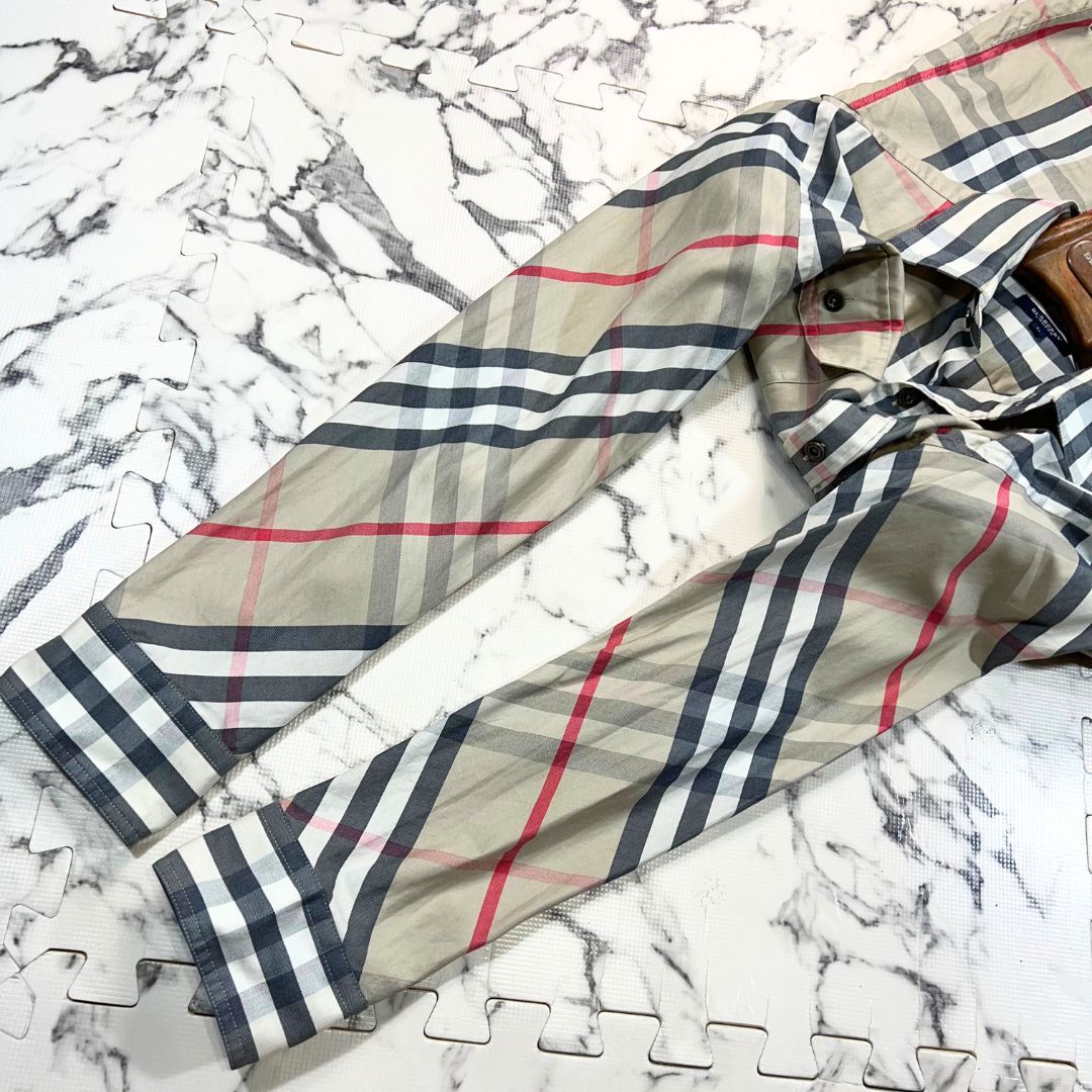 極美品/メガチェック柄(L) ○BURBERRY LONDON シャツ 長袖 メタル