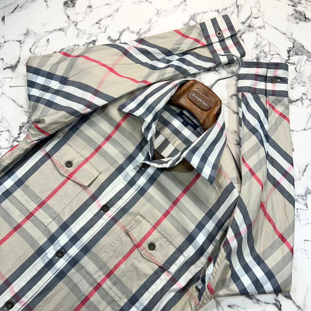極美品/メガチェック柄(L) ○BURBERRY LONDON シャツ 長袖 メタル