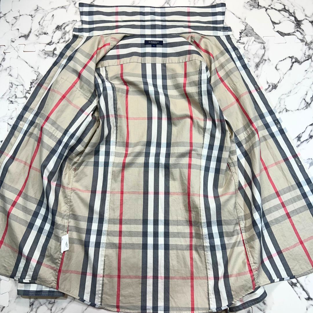 極美品/メガチェック柄(L) ○BURBERRY LONDON シャツ 長袖 メタル
