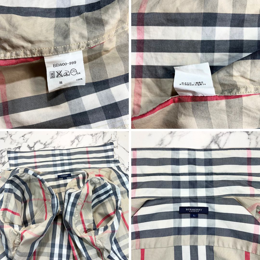 極美品/メガチェック柄(L) ○BURBERRY LONDON シャツ 長袖 メタル