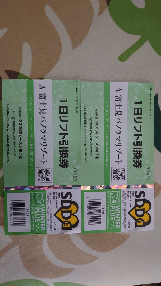 富士見パノラマリゾート　1日リフト引換券　2枚_1