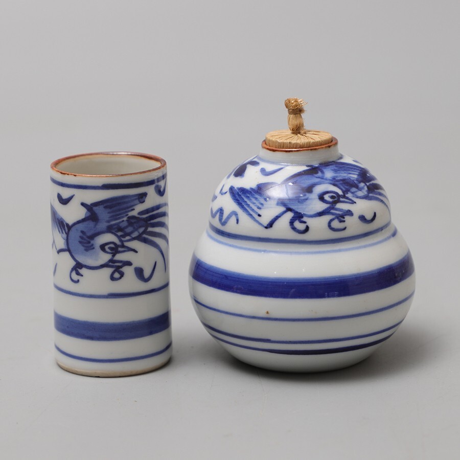 PH651. 茶道具 利休形桑茶箱 高台寺窯 三島茶碗 染付振出 茶巾筒 棗