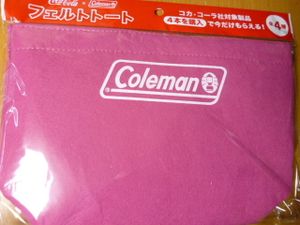 ピンク　　非売品　　コカ・コーラ　　Coleman フェルトトート　　コカコーラ　トートバ