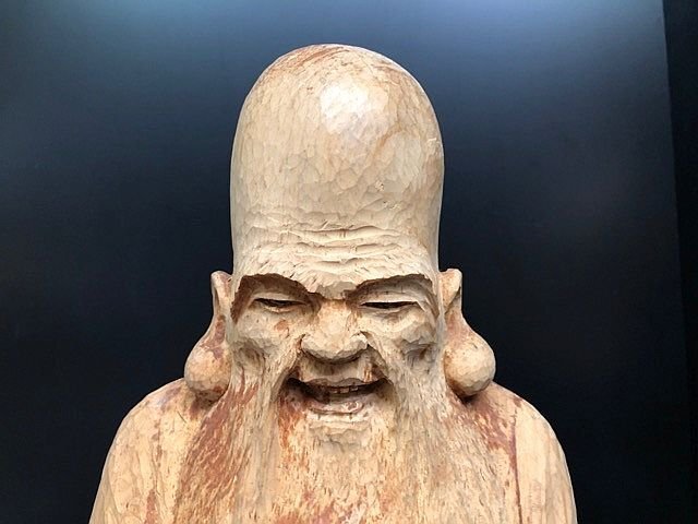 G2617M 福禄寿/寿老人 鶴 亀 董斎刀(中村七十郎作 七十五翁 明治-昭和