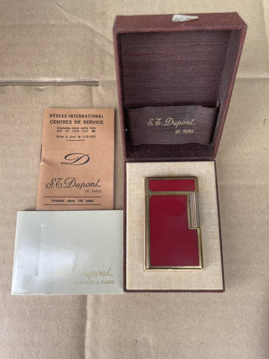 1円スタート S.T.Dupont デュポン r6cr37 ローラー ガス ライター 都彭 ゴールド×レッドラッカー 取説あり 箱あり_1