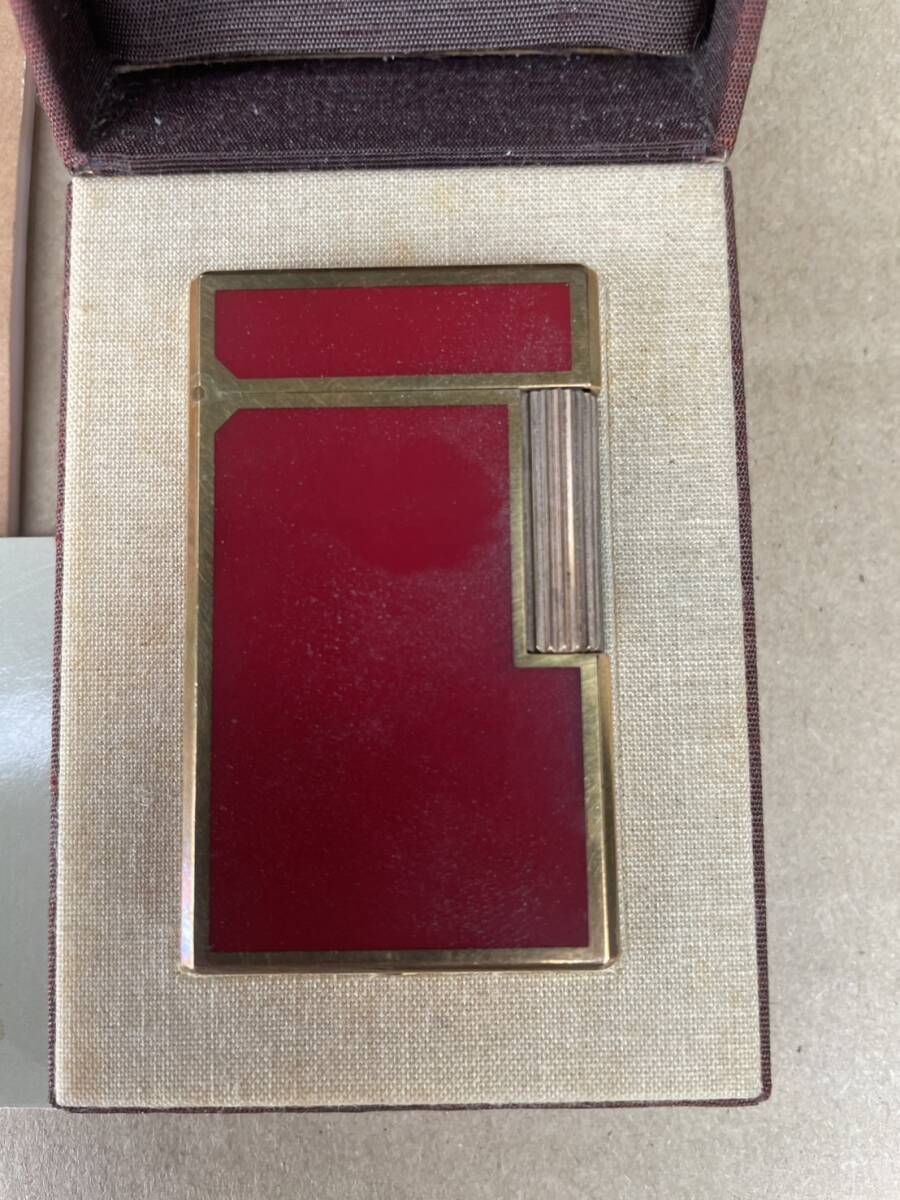 1円スタート S.T.Dupont デュポン r6cr37 ローラー ガス ライター 都彭 ゴールド×レッドラッカー 取説あり 箱あり_2