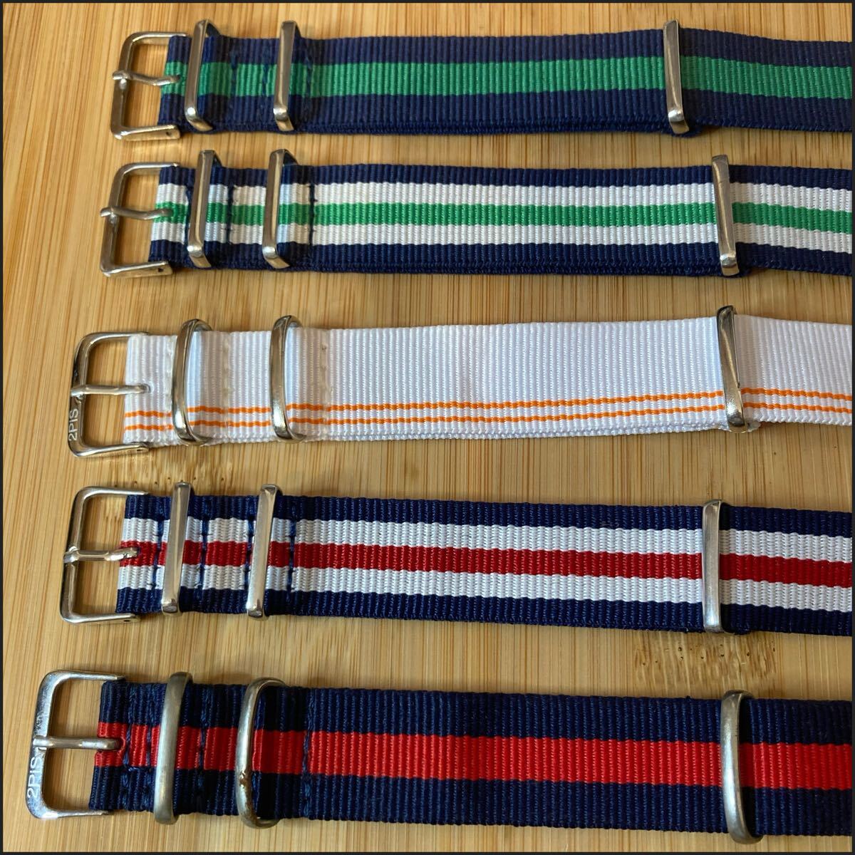 5本★ミリタリーストラップ／NATOベルト 時計ナイロンベルト 時計用バンド ストライプ セット販売のみ_2