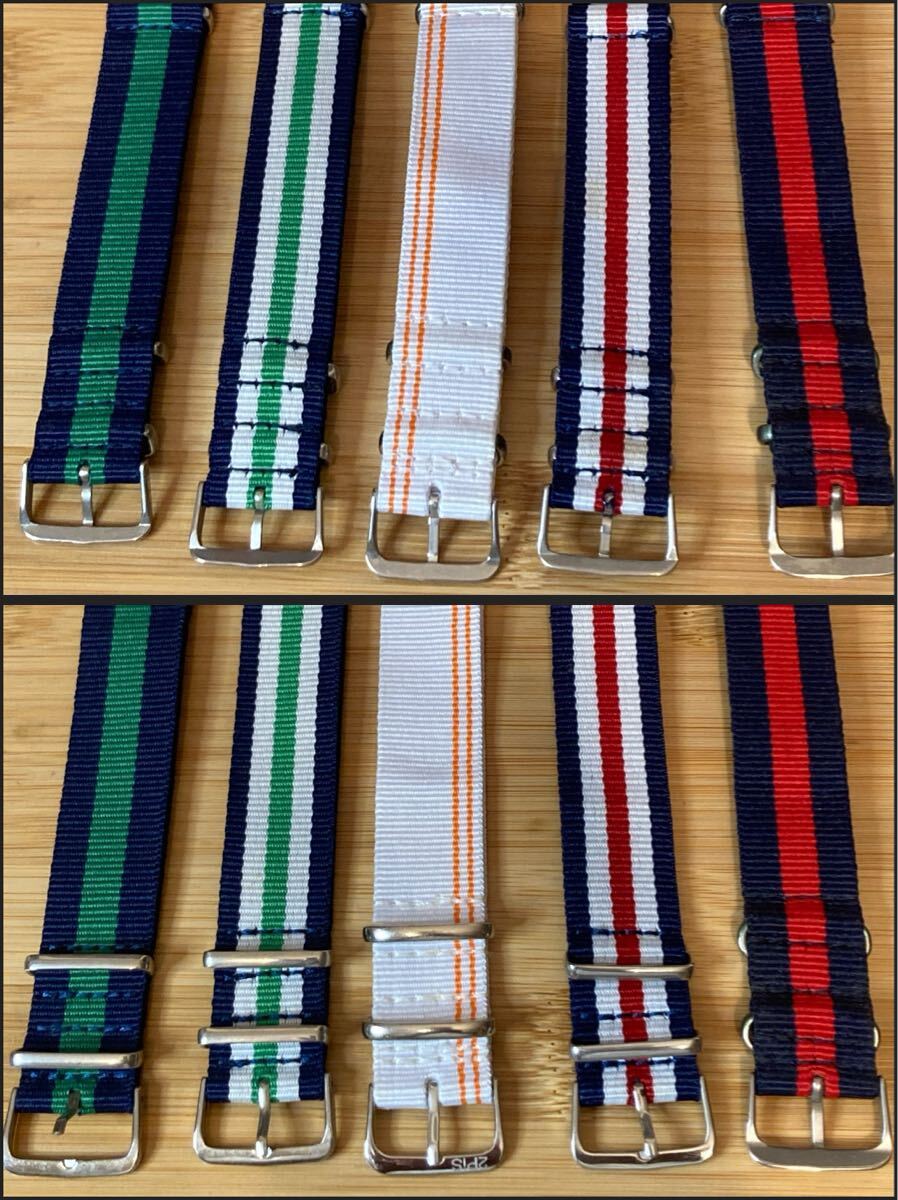 5本★ミリタリーストラップ／NATOベルト 時計ナイロンベルト 時計用バンド ストライプ セット販売のみ_5