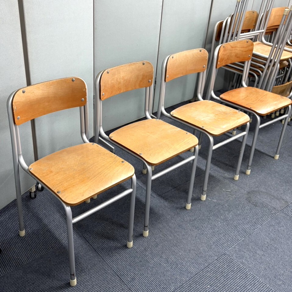 YF27B) 2脚セット 学校 椅子 学習 イス 教室 インダストリアル 昭和レトロ カフェ 店舗_1