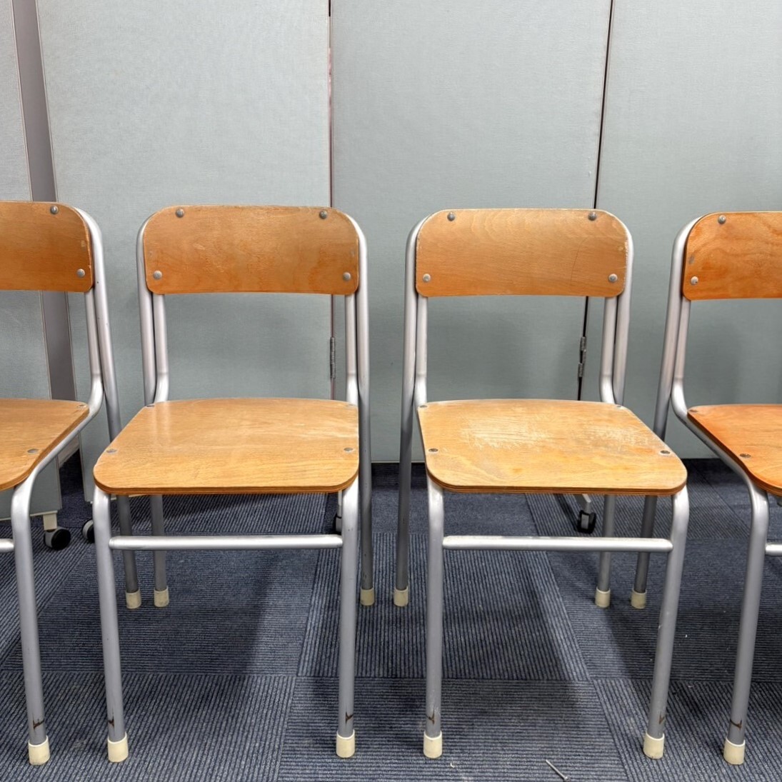 YF27B) 2脚セット 学校 椅子 学習 イス 教室 インダストリアル 昭和レトロ カフェ 店舗_3