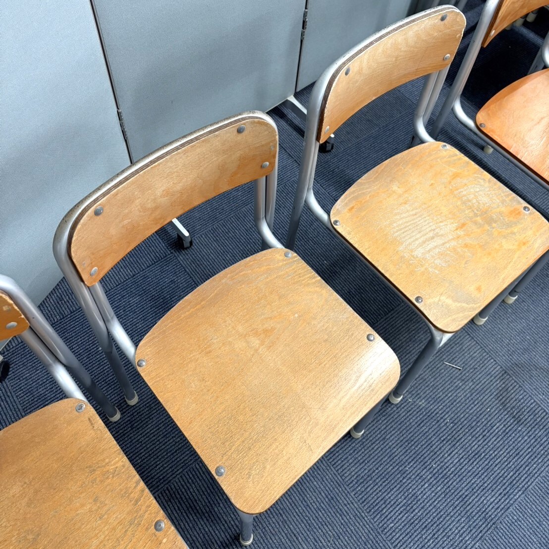 YF27B) 2脚セット 学校 椅子 学習 イス 教室 インダストリアル 昭和レトロ カフェ 店舗_4