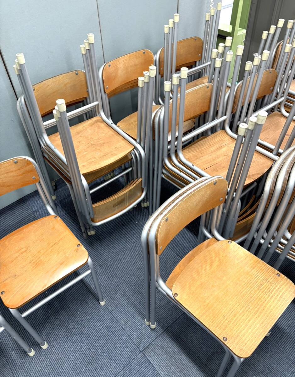 YF27B) 2脚セット 学校 椅子 学習 イス 教室 インダストリアル 昭和レトロ カフェ 店舗_7