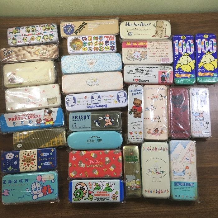 T①【缶ペンケース 29個まとめ】筆箱 文具 文房具 小物入れ 昭和レトロ