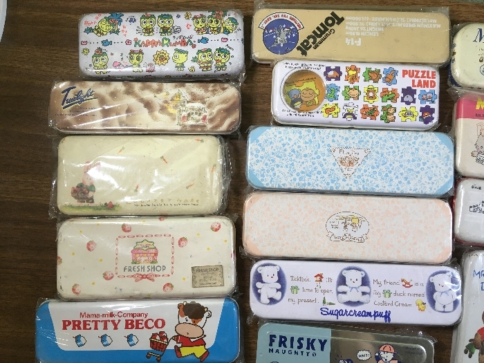 T①【缶ペンケース 29個まとめ】筆箱 文具 文房具 小物入れ 昭和レトロ