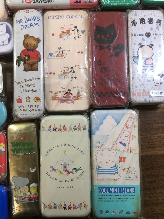 T①【缶ペンケース 29個まとめ】筆箱 文具 文房具 小物入れ 昭和レトロ