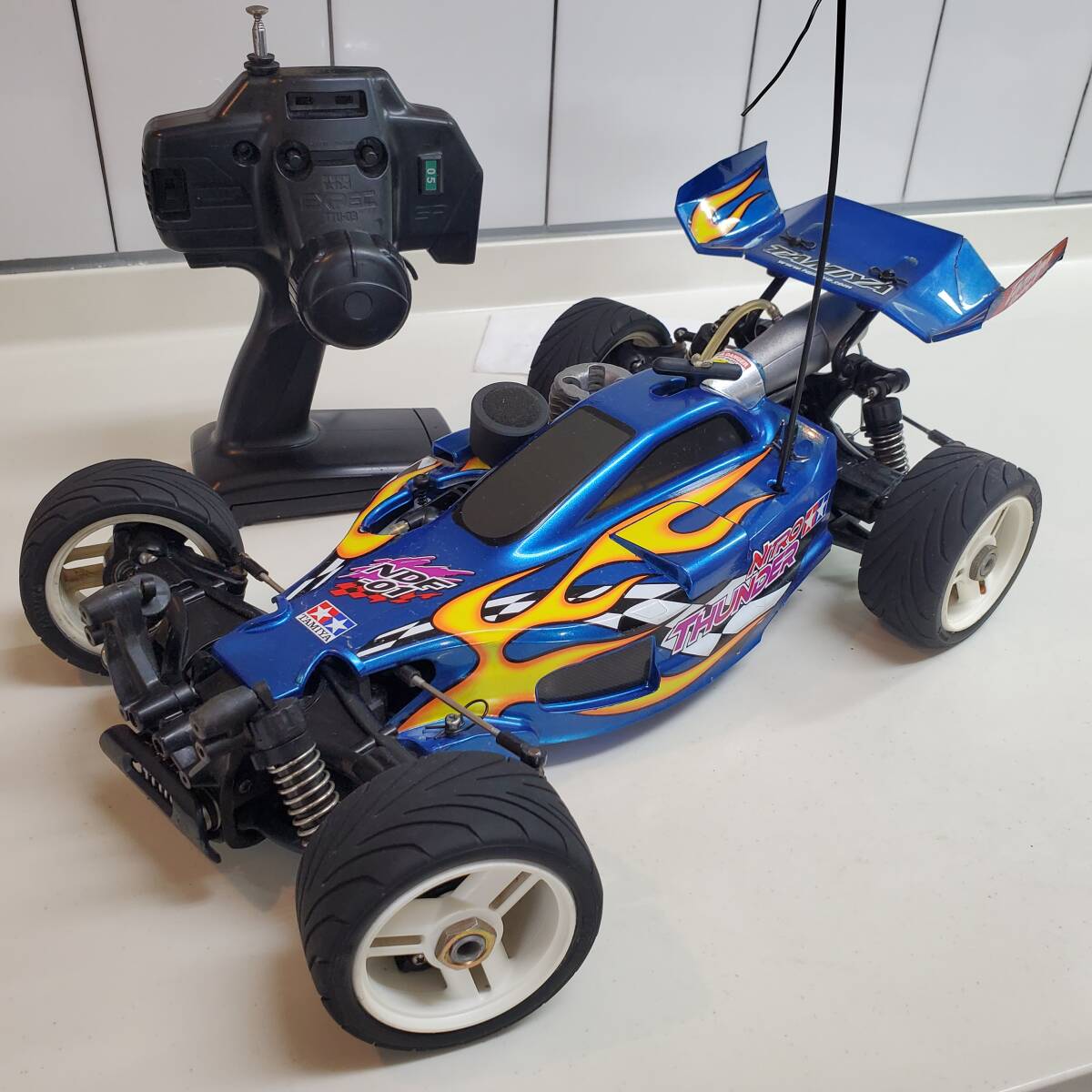 タミヤ　ナイトロサンダー　送受信機付　タンクとリコイルスターターは新品交換済　好調　検)NDF-01 ラジコン　RC エンジン　バギー　　_1