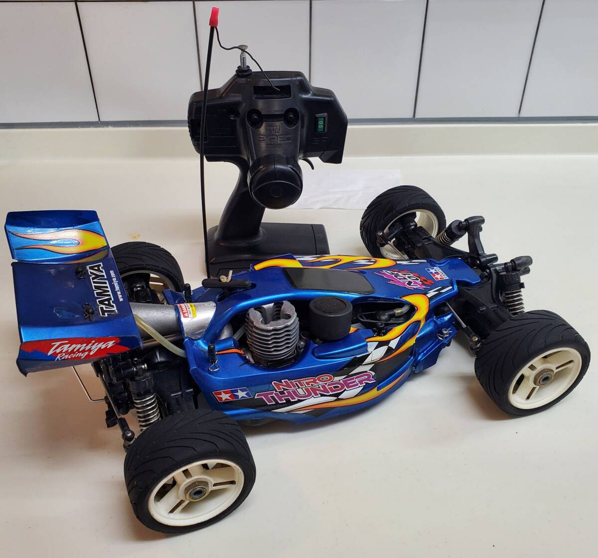 タミヤ　ナイトロサンダー　送受信機付　タンクとリコイルスターターは新品交換済　好調　検)NDF-01 ラジコン　RC エンジン　バギー　　_2