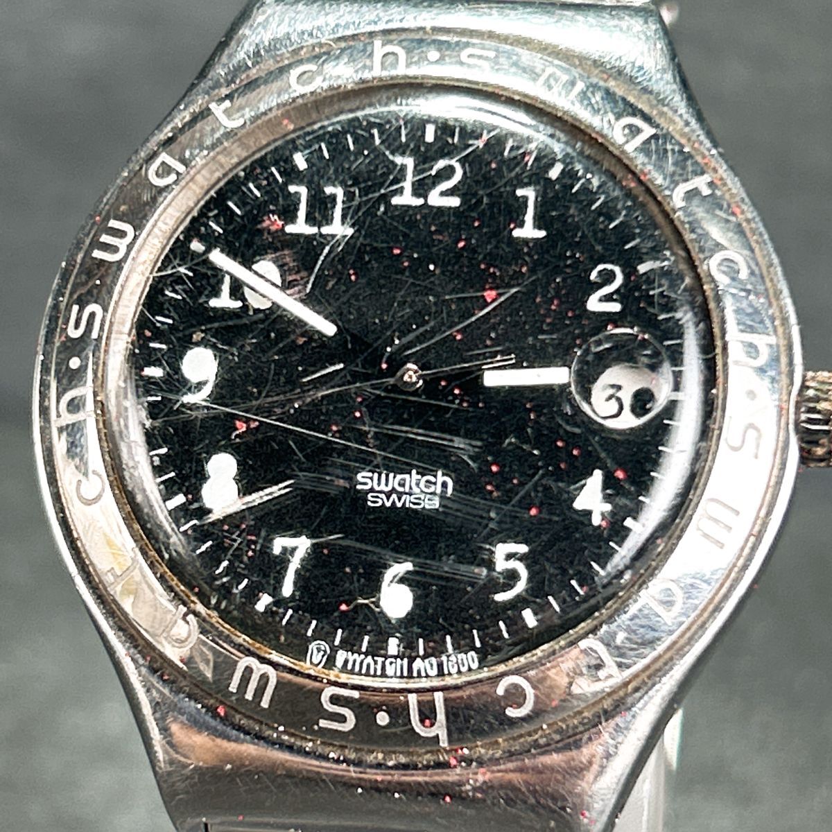 SWATCH スウォッチ IRONY アイロニー AG1996 腕時計 クオーツ アナログ カレンダー ブラック文字盤 ステンレススチール 新品電池交換済み_2