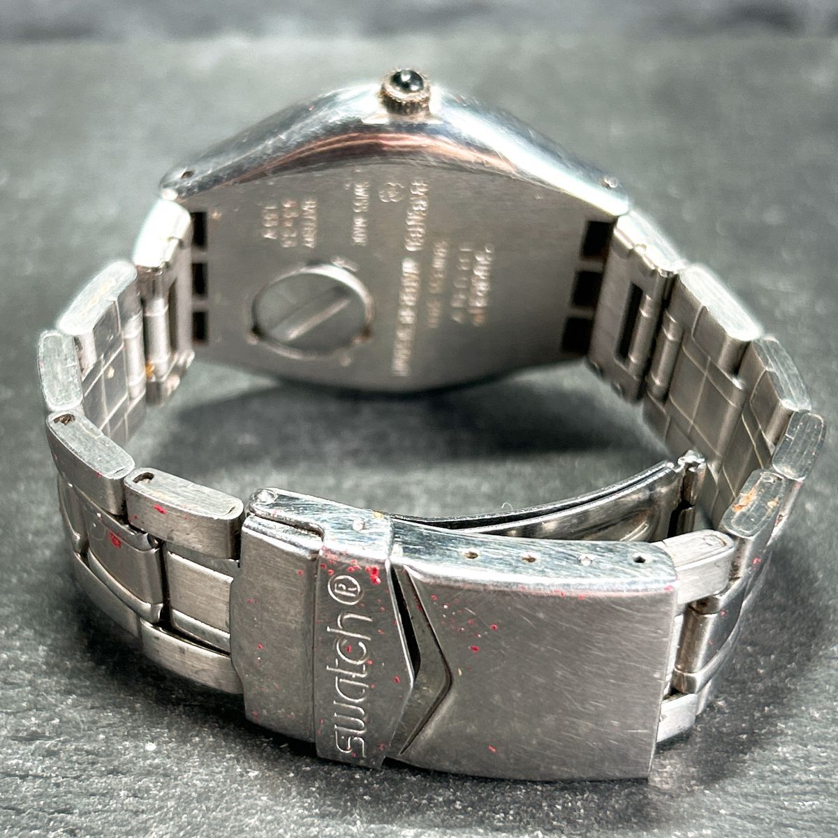 SWATCH スウォッチ IRONY アイロニー AG1996 腕時計 クオーツ アナログ カレンダー ブラック文字盤 ステンレススチール 新品電池交換済み_6