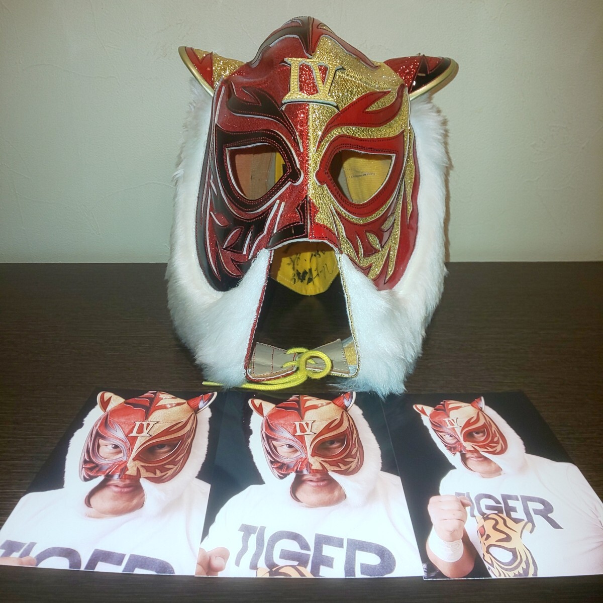 4代目タイガーマスク プロレスマスク 赤金ハーフラメ_7