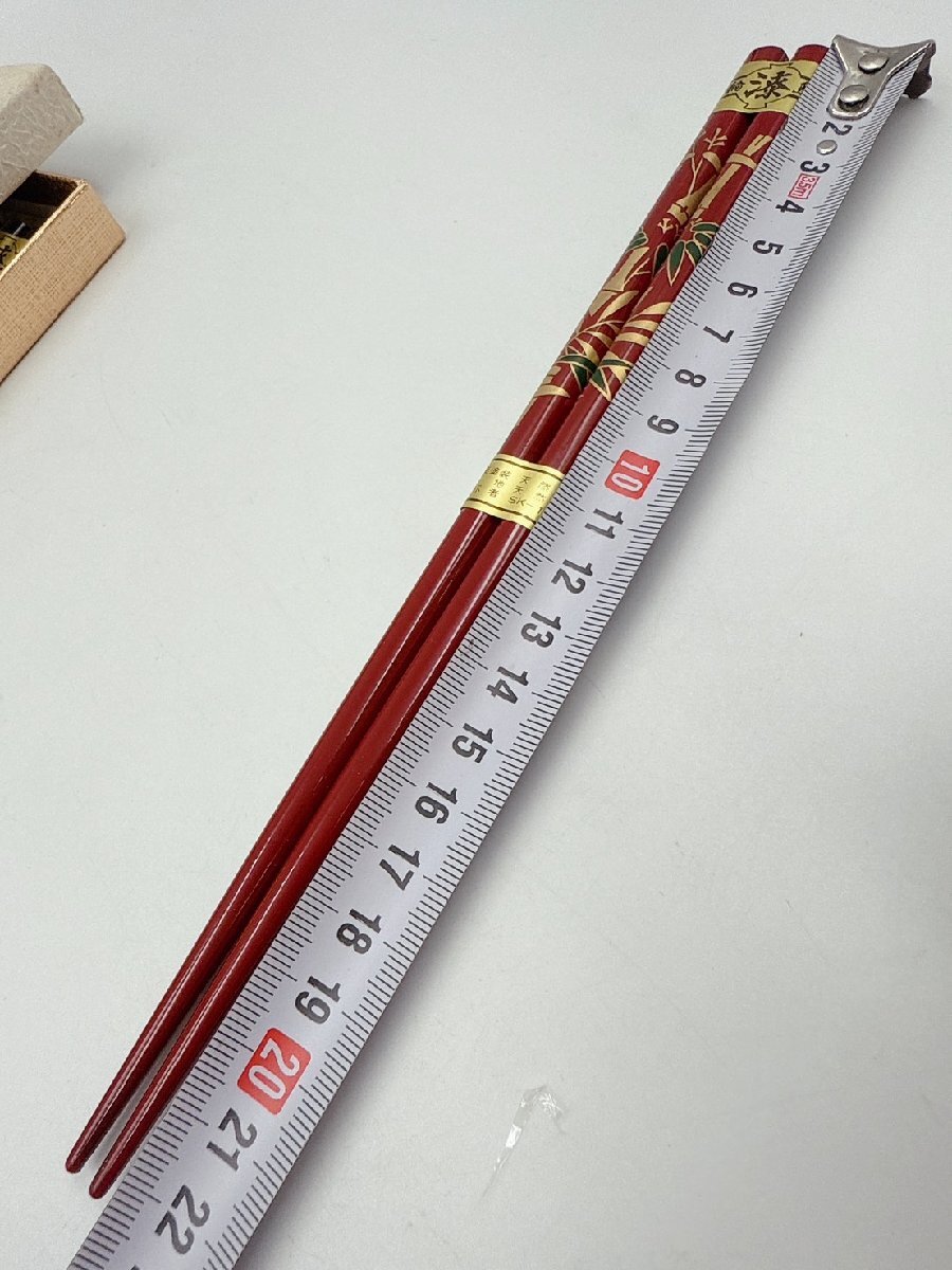 未使用 高級 輪島塗 純金蒔絵 天然木 箸 5膳 5色 箱付 現状品 【KA022
