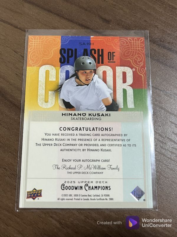 2025/Upper Deck Goodwin Champions/草木ひなの/オンカードオート/直筆 