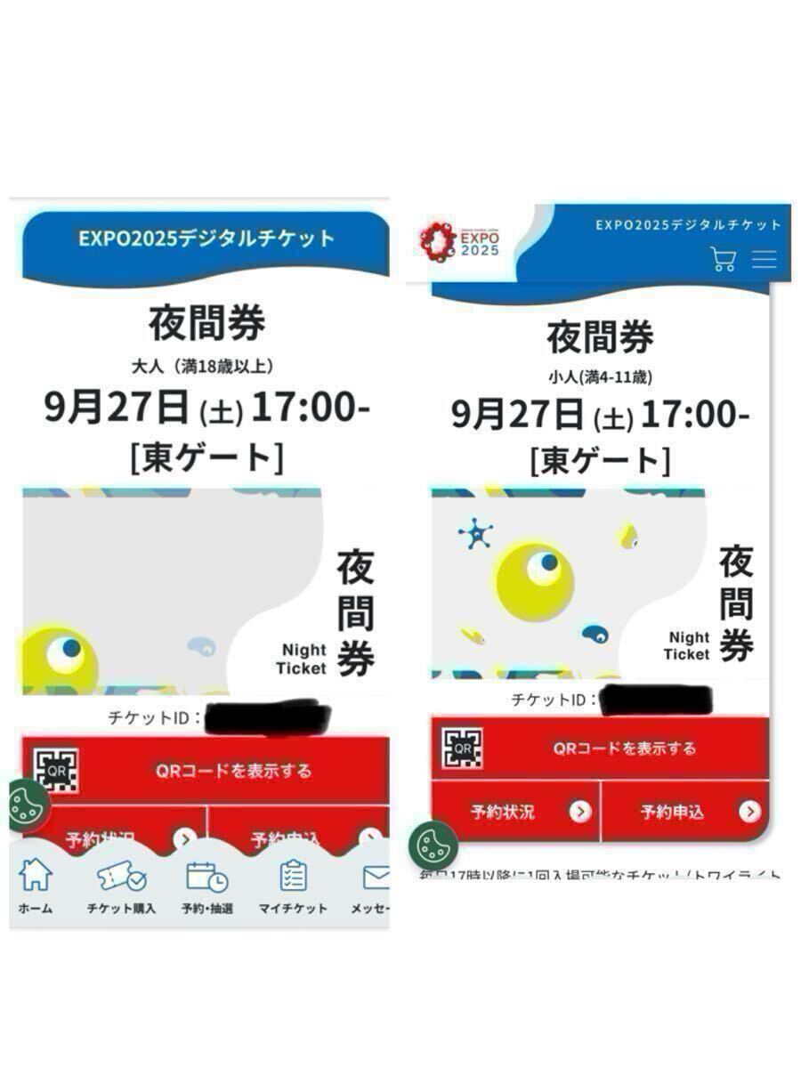 関西万博チケット　夜間券　入場予約済み　大人1枚と小人1枚のセット _1