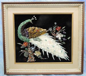 ☆値下げ！宝石画　くじゃく　貴石画　昭和レトロ　豪華　華やか　キラキラ 貴石画の値段と価格推移は？｜16件の売買データから貴石画の価値が