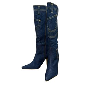 ※LB 【ほぼ未使用】RODEO CROWNS ロデオクラウンズ デニムロングブーツ サイドジップ 表