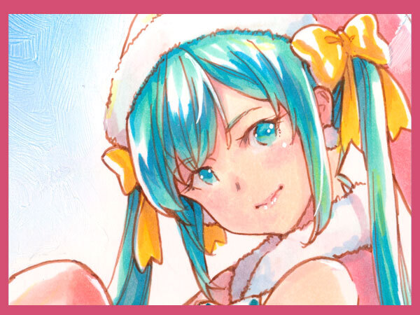 ☆同人手描きイラスト 色紙 原画 ボカロ ボーカロイド 初音ミク サンタ
