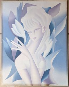 Ｔ.yukawaサイン入り　 湯川輝義　水晶　貴石画　 美人　綺麗　絵画 湯川輝義の値段と価格推移は？｜1件の売買データから湯川輝義の価値が