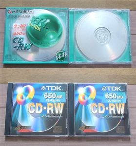 4枚・送料無料）CD-RWメディア 650MB×4枚 新品未開封1枚 開封済未使用3枚 CD-ReWritable