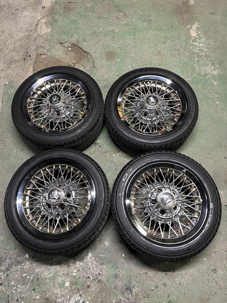 旧車 エンケイ ケントワイヤー ワイヤーホイール 当時物 PCD114.3 5H + 旧車 エンケイ ケントワイヤー ワイヤーホイール 当時物 PCD114.3 5H +