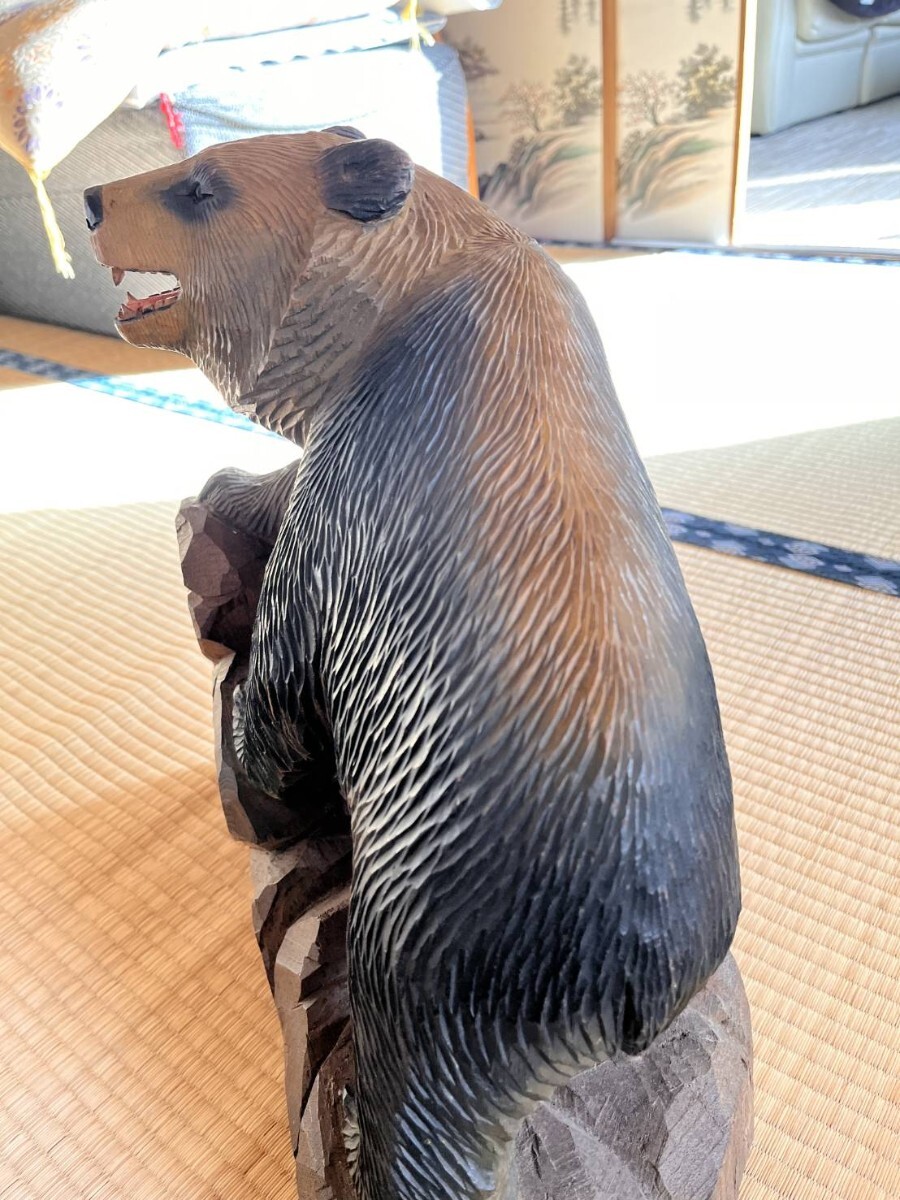 北海道吠え木彫り熊【北斗,74】(木工、竹工芸)｜売買された