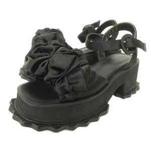 エンフォルド ENFOLD デコラティブ サンダル 300EA355-0000 サテン フリル 厚底 ストラッ