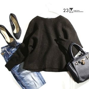 美品 23区 株) オンワード樫山 厚手 暖か 秋 冬 羊毛 カシミヤ ふんわり ドルマンスリー