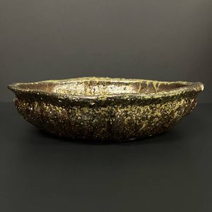 伝説の陶芸家 國吉清尚 焼締 自然釉 鎬 大皿 平鉢 (検索用 国吉清尚