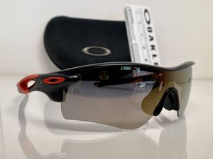 偏光★OAKLEYオークリー RADARLOCKレーダーロックパス 黒ブラック×赤レッド/GOLD POLARI