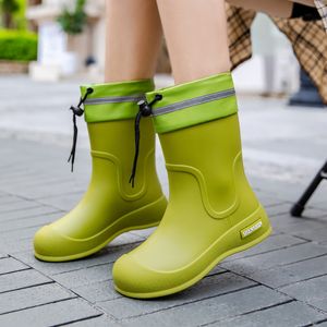 ☆ グリーン ☆ 38(24.0cm) ☆ レインブーツ おしゃれ 長靴 巾着型 レインブーツ 長靴 巾