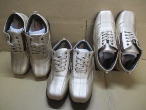 X225/未使用 22.0EEE 3足セット ゴールド ウォーキングシューズ 靴 レディース 婦人 まと