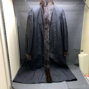 ■Chinon Silk 東洋紡 シノン シルク 絹混 ロングコート アウター ファー付 レディース