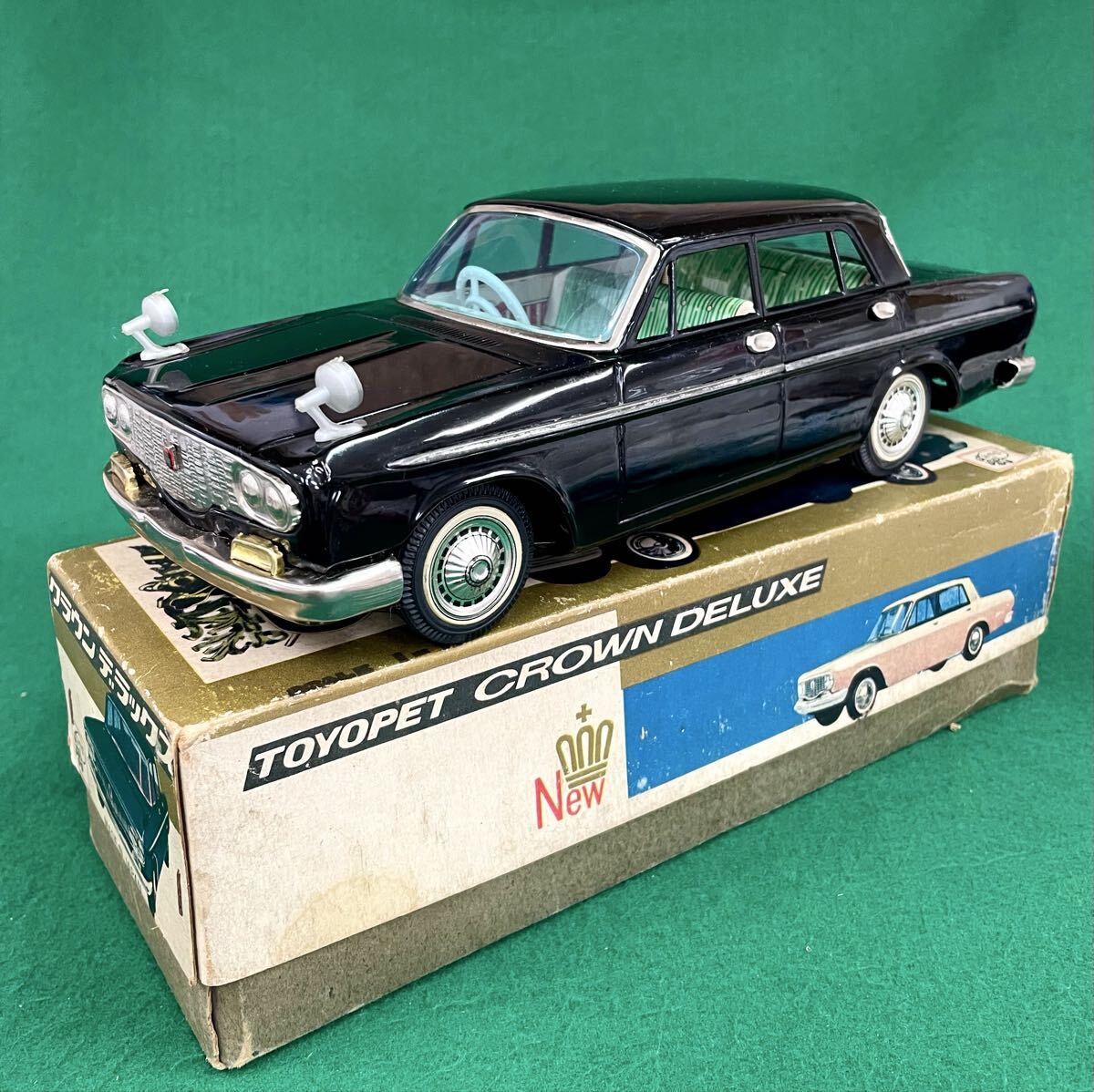 アサヒ玩具 ATC ブリキ トヨペット クラウン デラックス ミニカー ブリキおもちゃ ブリキ車 トヨペットクラウンデラックス箱付き