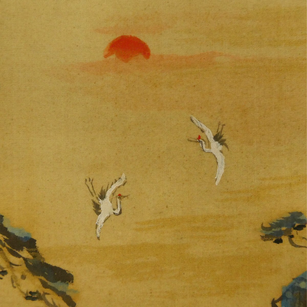 真作】喜聞「富田渓山人(富田渓仙) 蓬莱山図(横山大観箱書) 色紙」 1枚