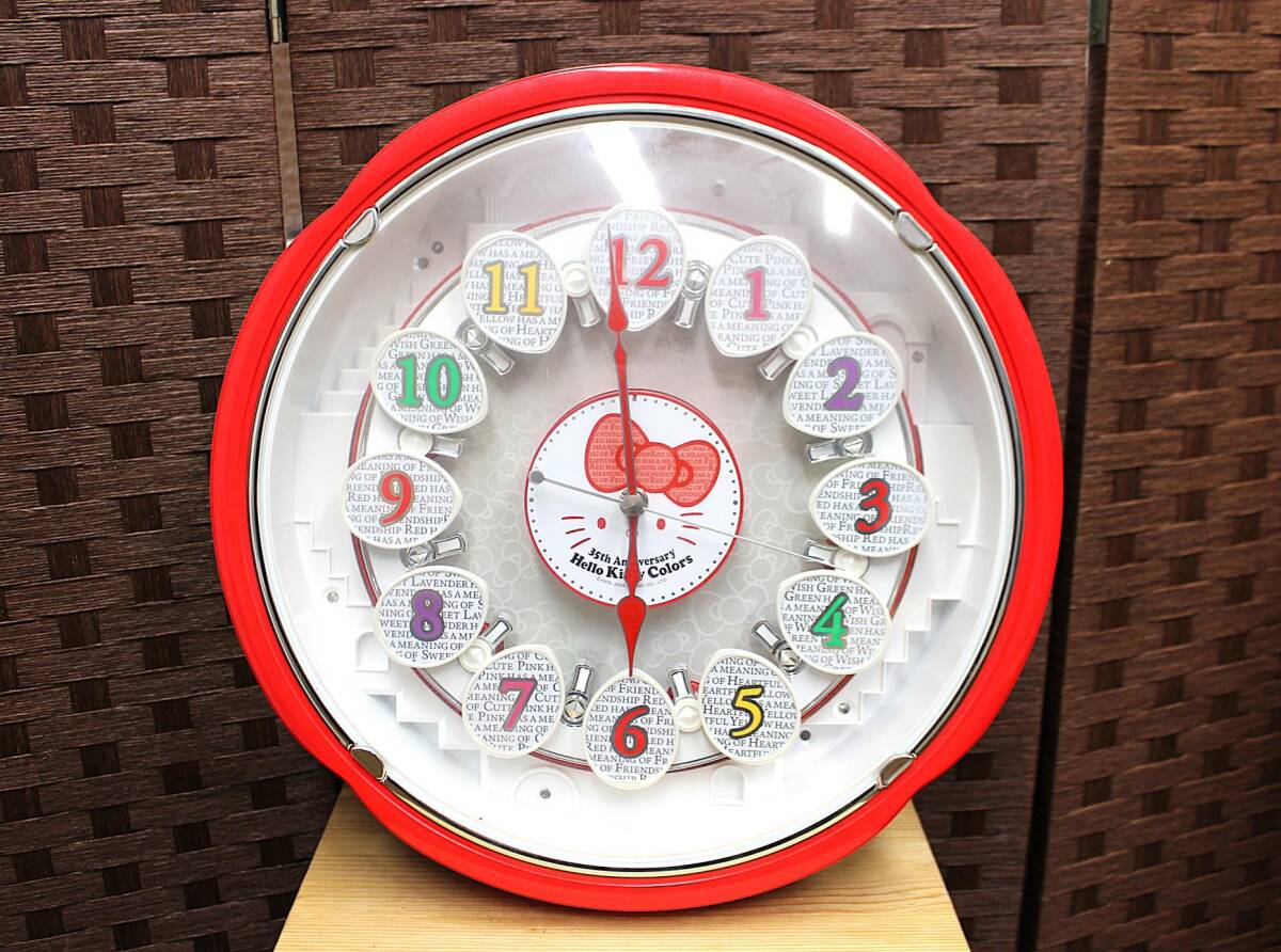 【ジャンク品】ハローキティー　汽車　掛け時計 ジャンク品扱い RYTHEM HELLO KITTY リズム ハローキティ 35周年