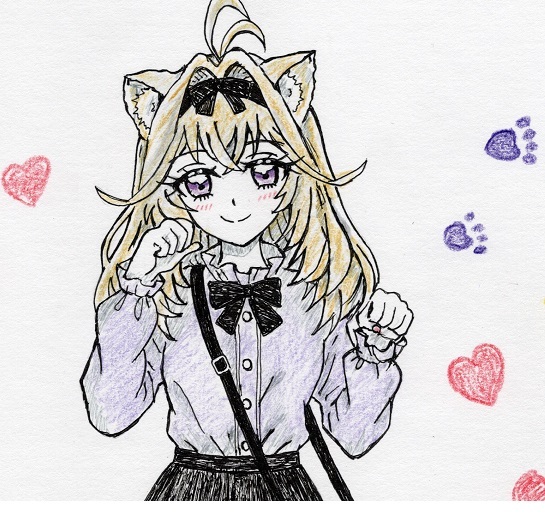 ◎同人手描きイラスト ☆『名探偵プリキュア！』☆森亜るるか！（ネコ