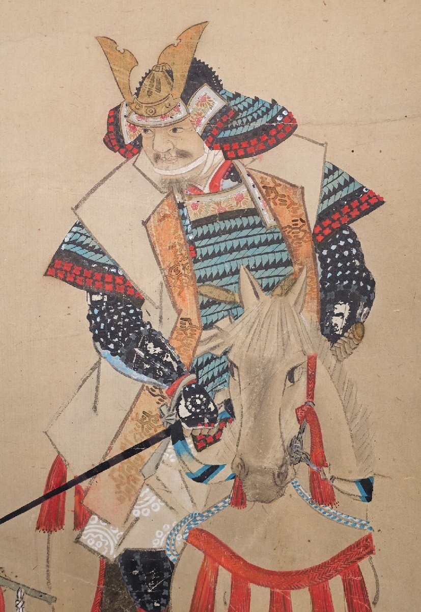 【真作】菊池容斎/武者絵/掛軸☆宝船☆Y-828　JM 蔵壷◇『菊池容斎 武将図』 【模写】 1幅 古筆 古文書 古書 日本画